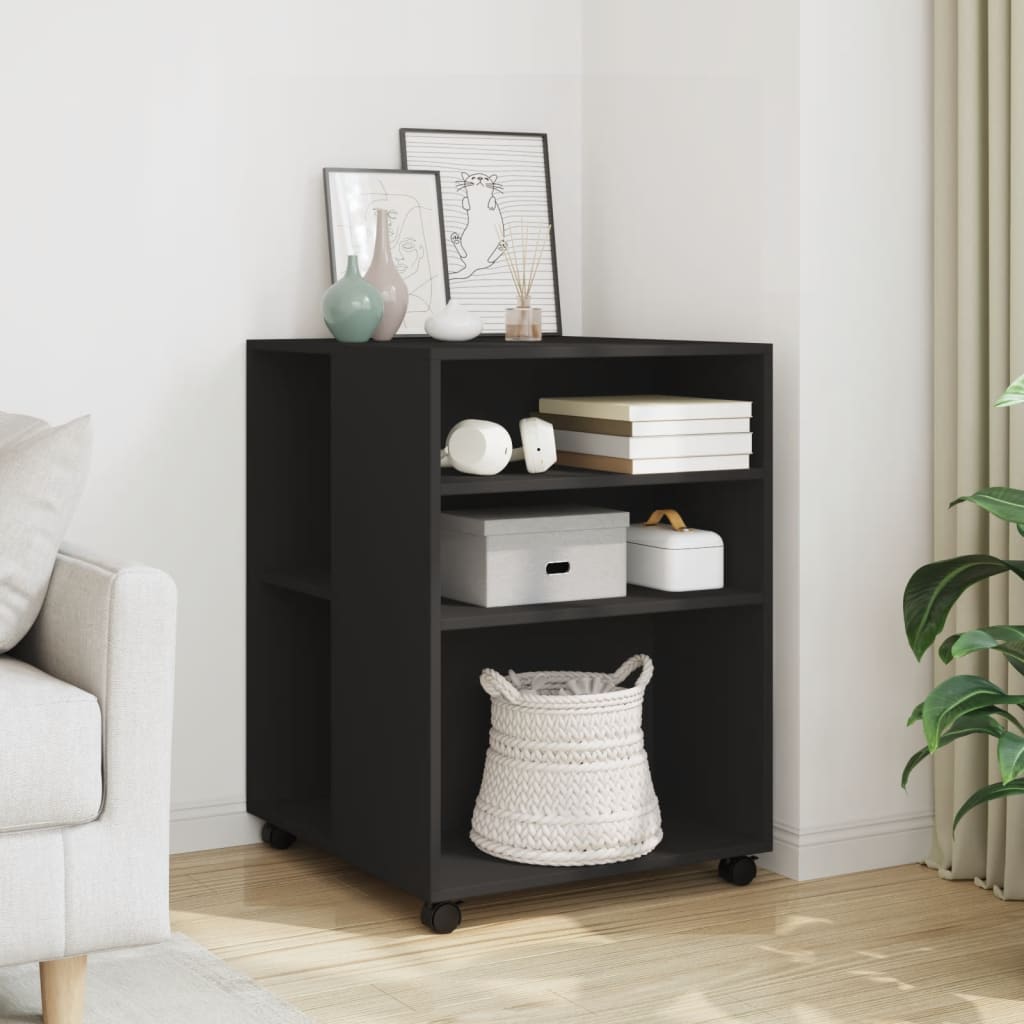 Tavolino con Ruote Nero 55x60x78 cm in Truciolato