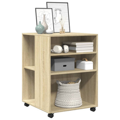 Tavolino con Ruote Rovere Sonoma 55x60x78 cm in Truciolato