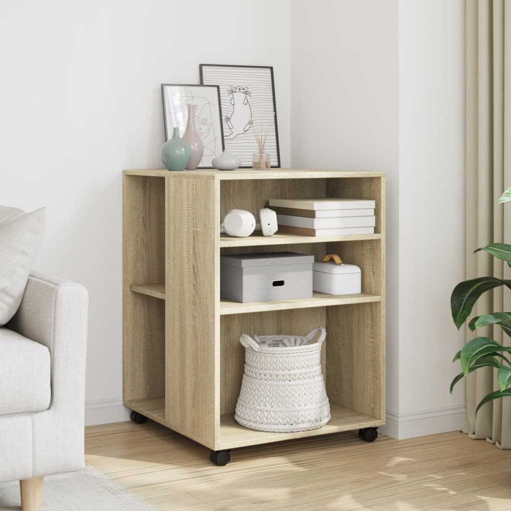 Tavolino con Ruote Rovere Sonoma 55x60x78 cm in Truciolato