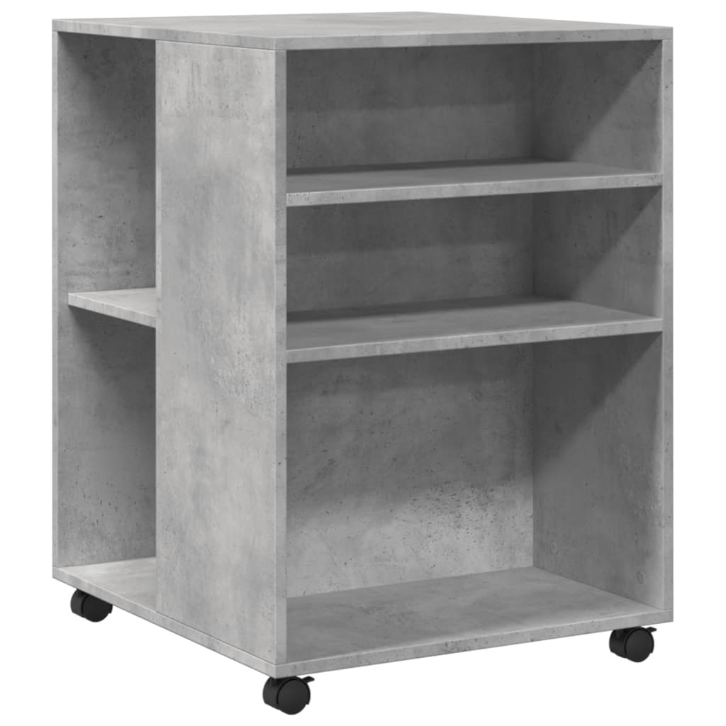 Tavolino con Ruote Grigio Cemento 55x60x78 cm in Truciolato