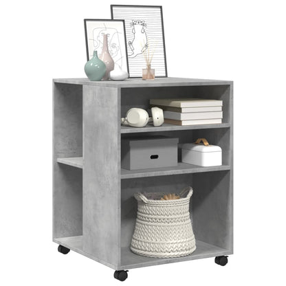 Tavolino con Ruote Grigio Cemento 55x60x78 cm in Truciolato