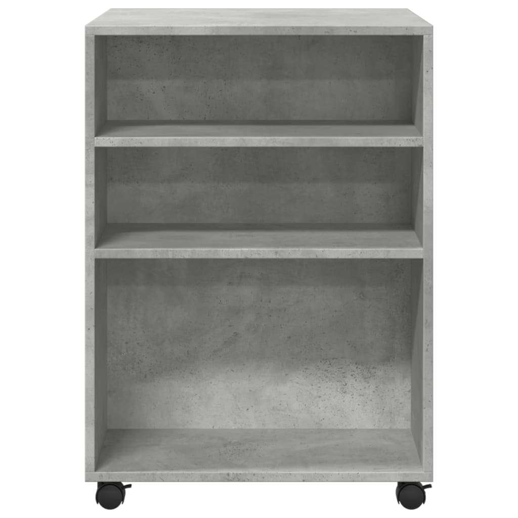 Tavolino con Ruote Grigio Cemento 55x60x78 cm in Truciolato