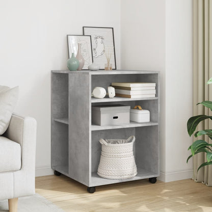 Tavolino con Ruote Grigio Cemento 55x60x78 cm in Truciolato