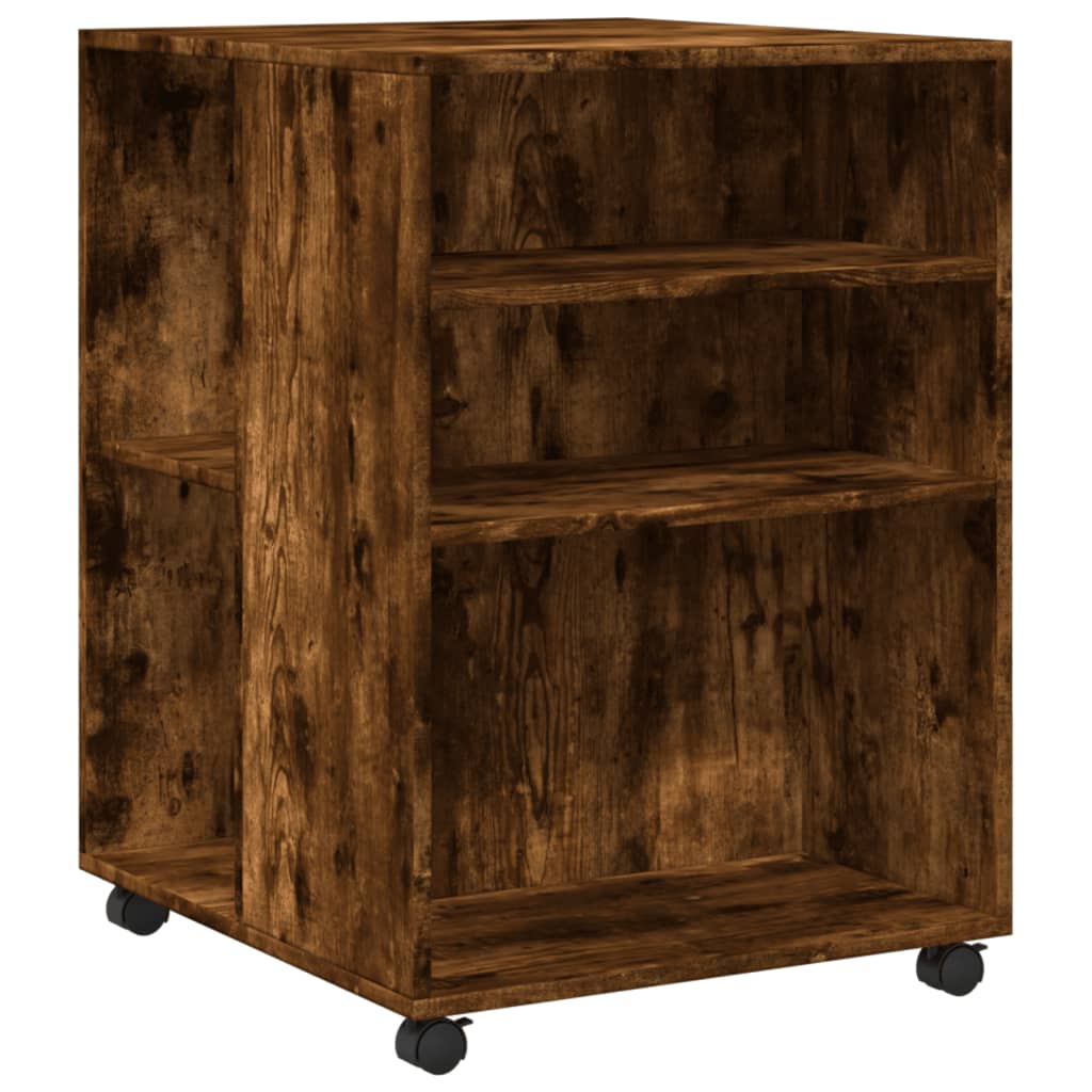 Tavolino con Ruote Rovere Fumo 55x60x78 cm in Truciolato