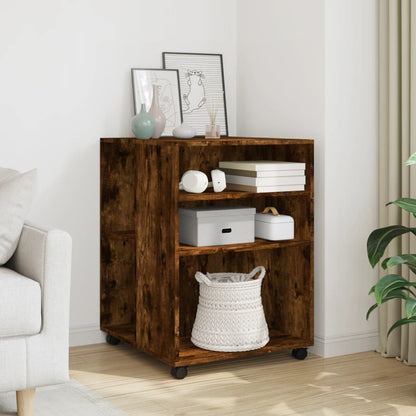 Tavolino con Ruote Rovere Fumo 55x60x78 cm in Truciolato