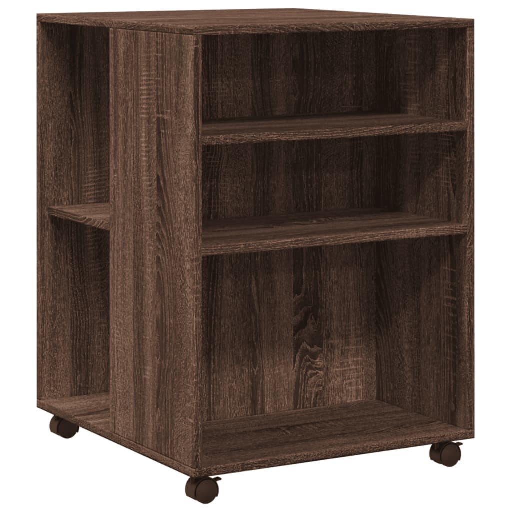 Tavolino con Ruote Rovere Marrone 55x60x78 cm in Truciolato