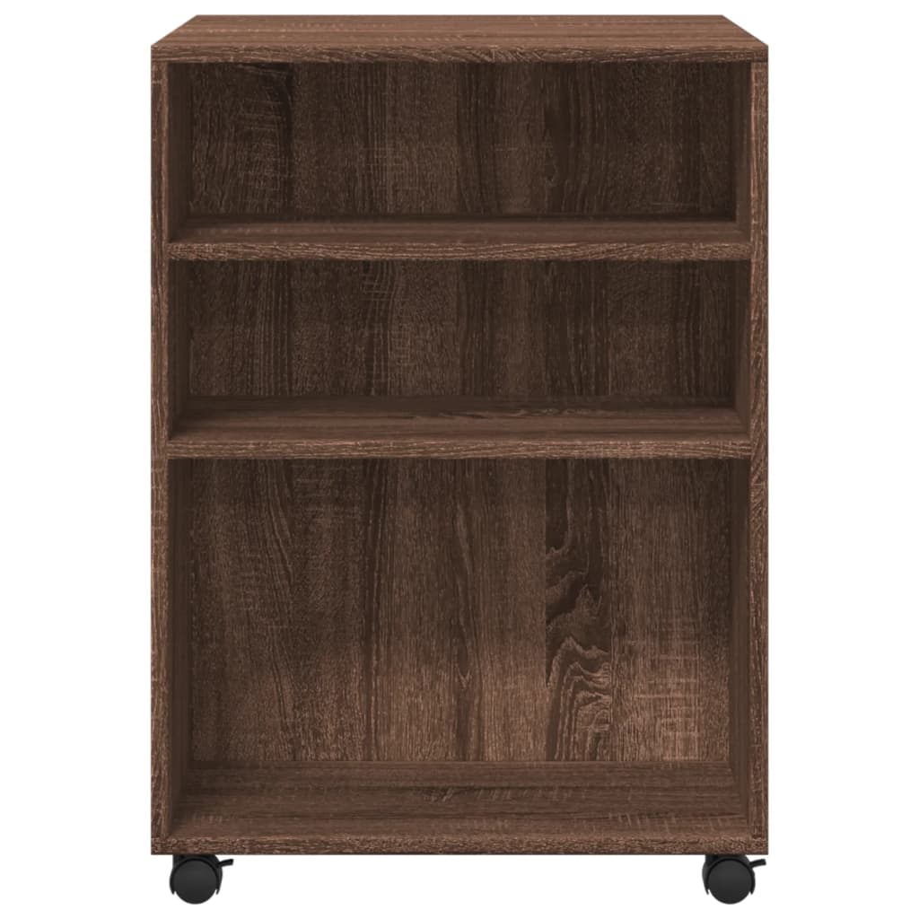Tavolino con Ruote Rovere Marrone 55x60x78 cm in Truciolato