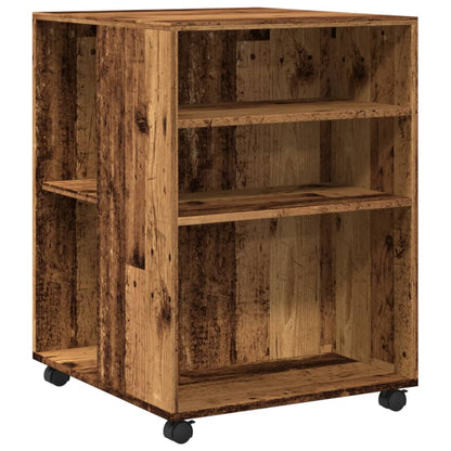 Tavolino con Ruote Legno Antico 55x60x78 cm in Truciolato