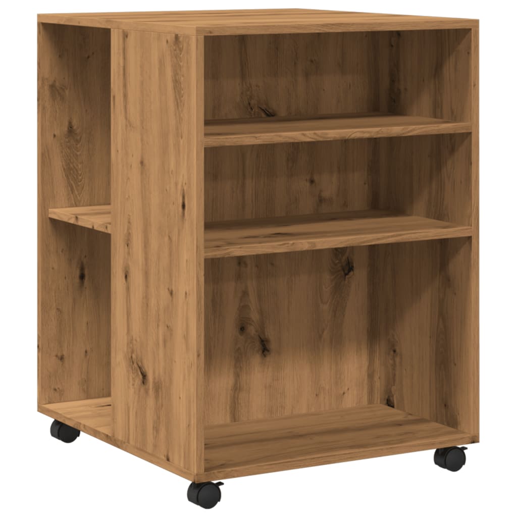 Tavolino con Ruote Rovere Artigianale 55x60x78 cm in Truciolato