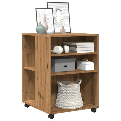 Tavolino con Ruote Rovere Artigianale 55x60x78 cm in Truciolato