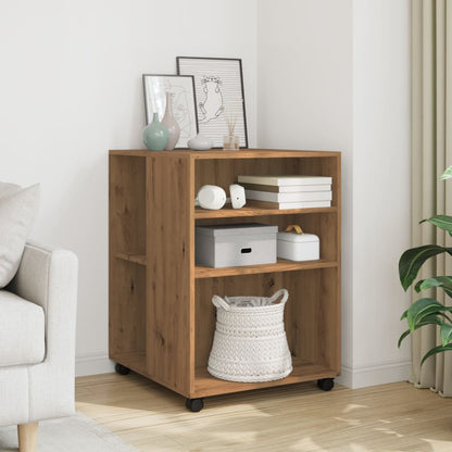 Tavolino con Ruote Rovere Artigianale 55x60x78 cm in Truciolato