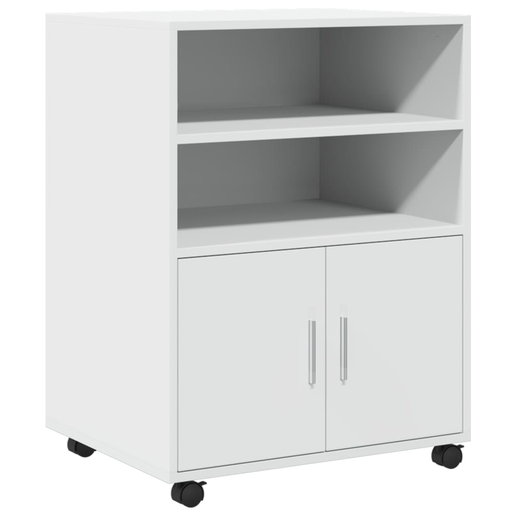 Mobiletto con Ruote Bianco 60x48x81 cm in Truciolato