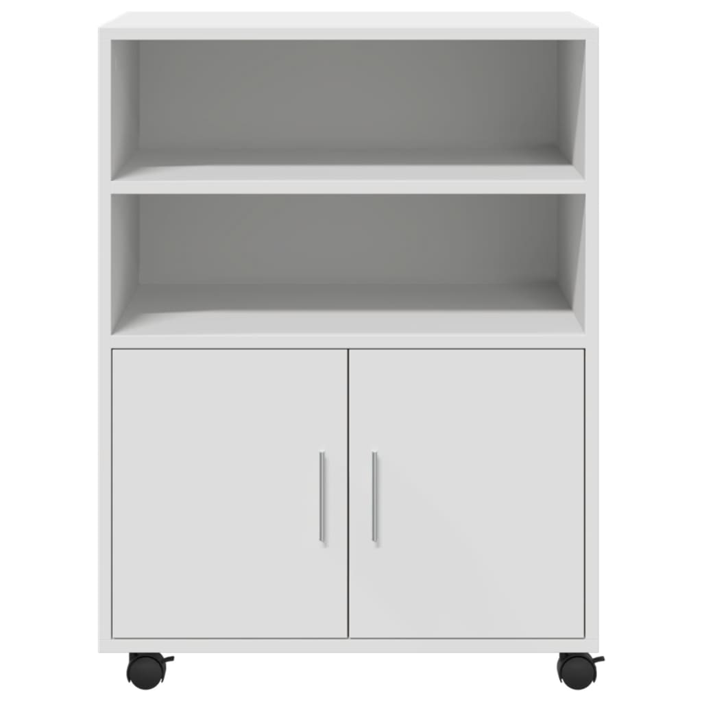 Mobiletto con Ruote Bianco 60x48x81 cm in Truciolato