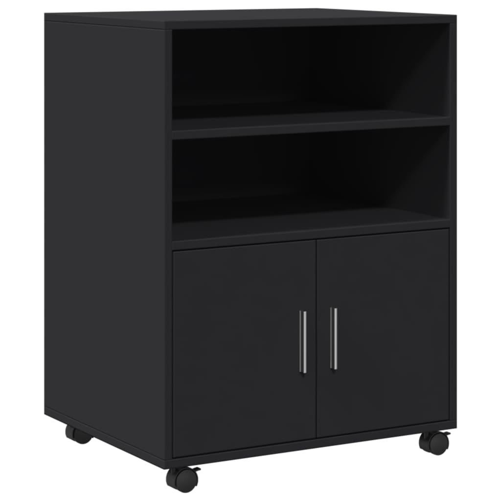 Mobiletto con Ruote Nero 60x48x81 cm in Truciolato