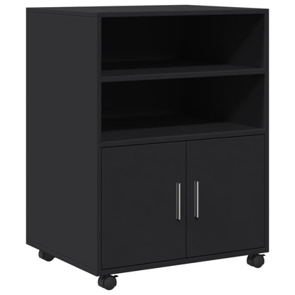Mobiletto con Ruote Nero 60x48x81 cm in Truciolato