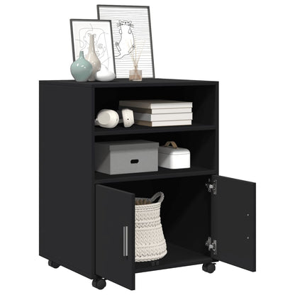 Mobiletto con Ruote Nero 60x48x81 cm in Truciolato