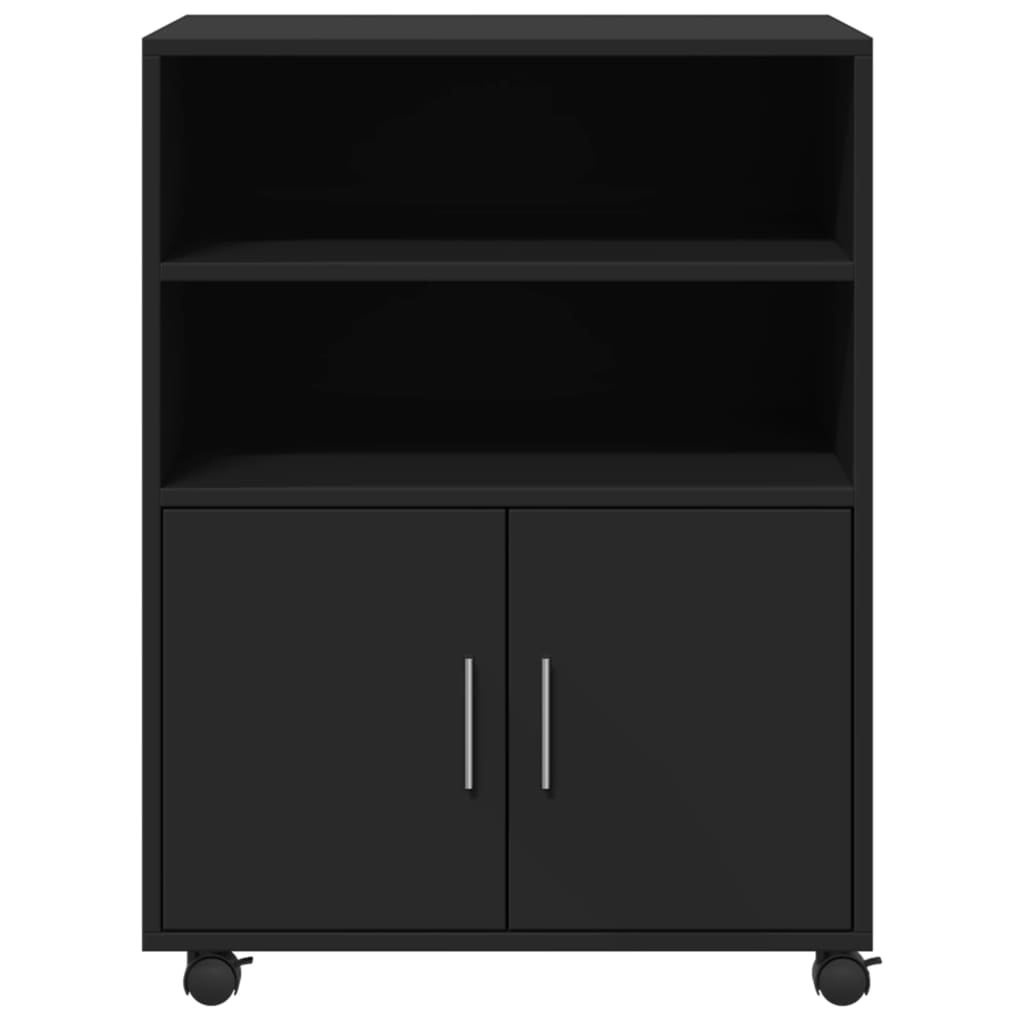 Mobiletto con Ruote Nero 60x48x81 cm in Truciolato