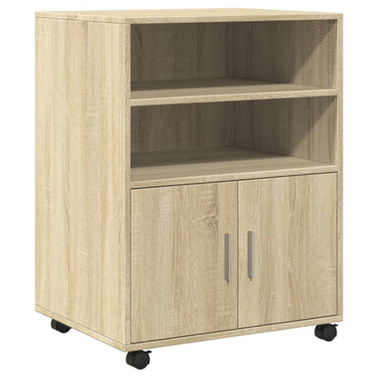 Mobiletto con Ruote Rovere Sonoma 60x48x81 cm in Truciolato