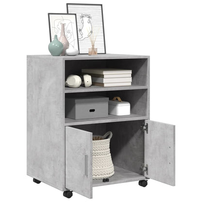 Mobiletto con Ruote Grigio Cemento 60x48x81 cm in Truciolato