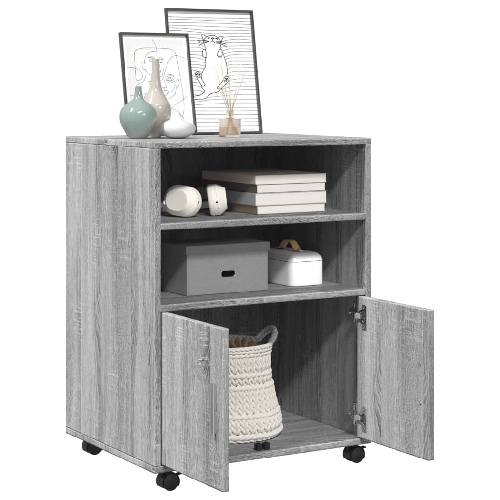 Armadietto con Ruote Grigio Sonoma 60x48x81cm in Truciolato