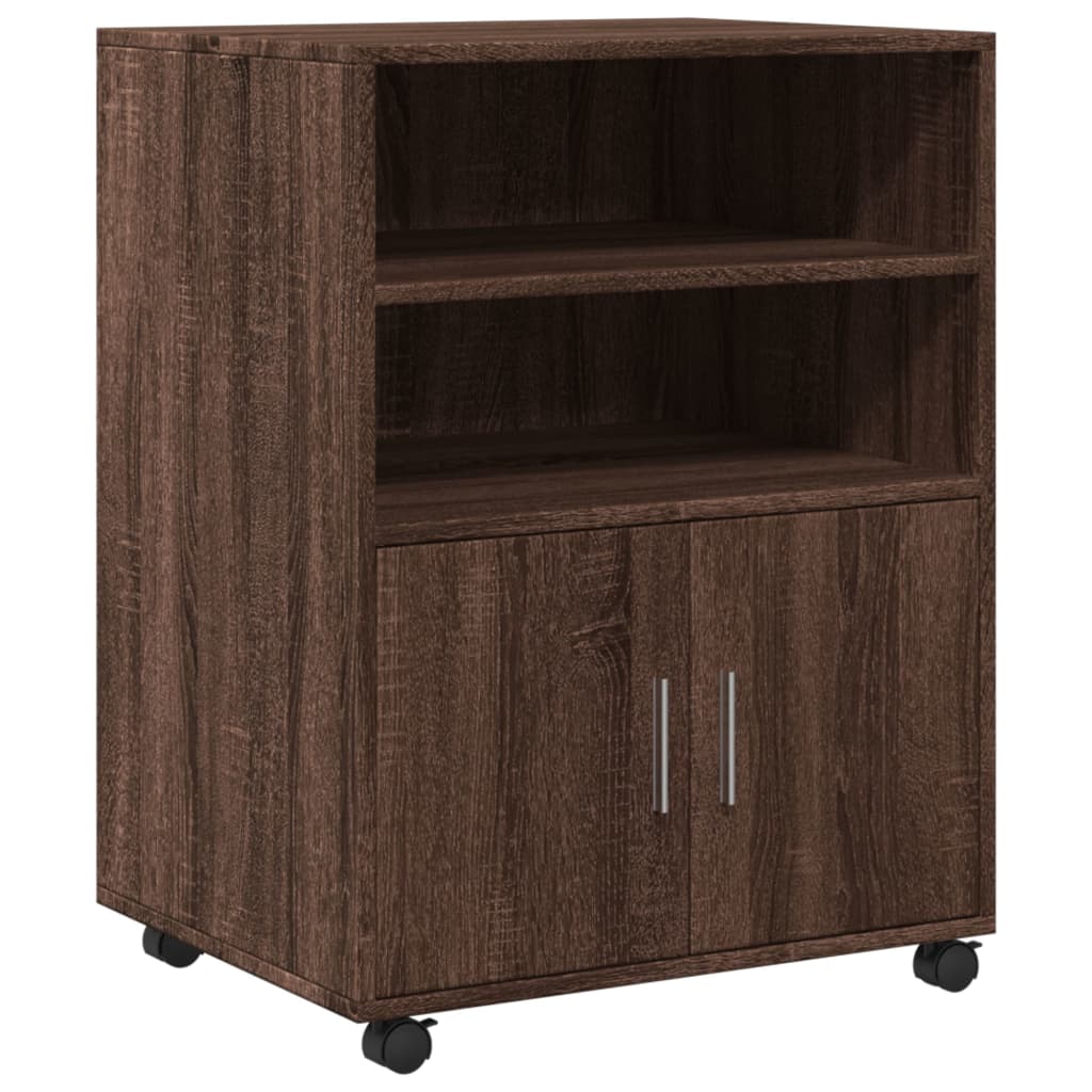 Armadietto con Ruote Rovere Marrone 60x48x81 cm in Truciolato