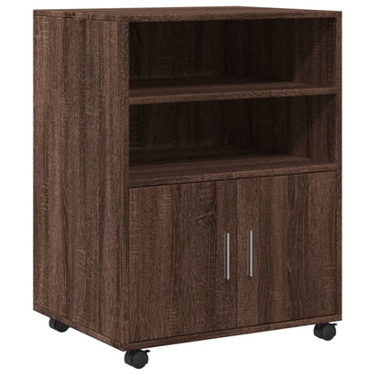 Armadietto con Ruote Rovere Marrone 60x48x81 cm in Truciolato