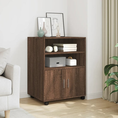 Armadietto con Ruote Rovere Marrone 60x48x81 cm in Truciolato