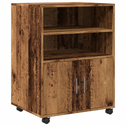 Mobiletto con Ruote Legno Antico 60x48x81 cm in Truciolato
