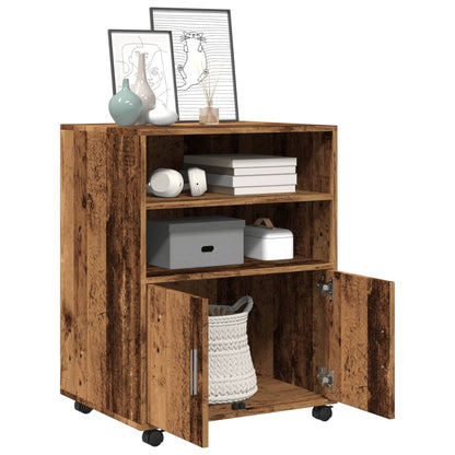 Mobiletto con Ruote Legno Antico 60x48x81 cm in Truciolato