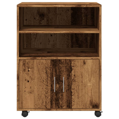 Mobiletto con Ruote Legno Antico 60x48x81 cm in Truciolato