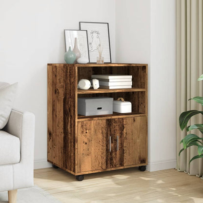 Mobiletto con Ruote Legno Antico 60x48x81 cm in Truciolato