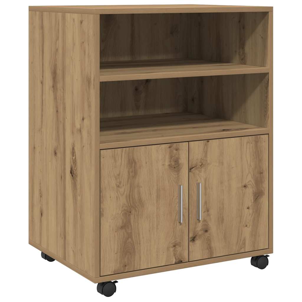 Armadietto con Ruote Rovere Artigianale 60x48x81 cm Truciolato