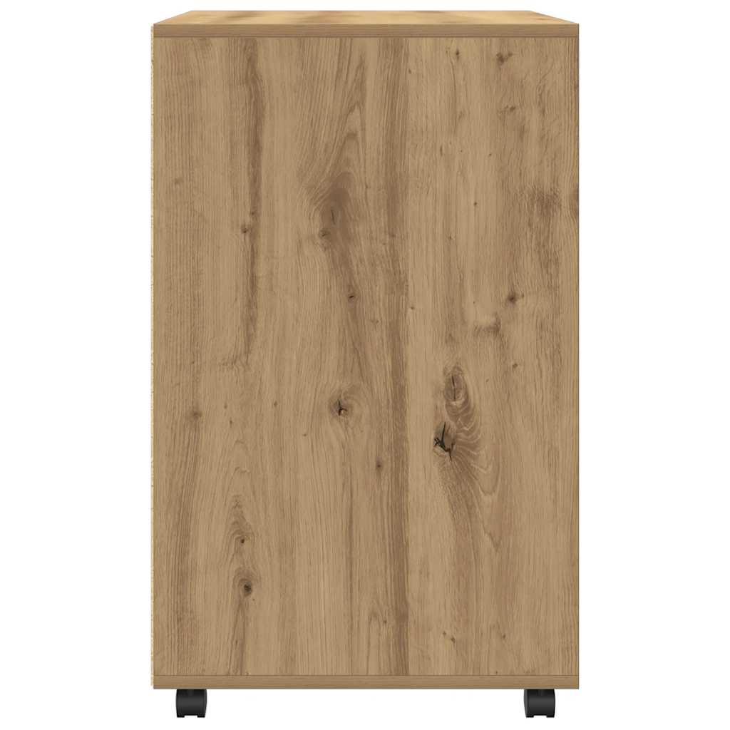 Armadietto con Ruote Rovere Artigianale 60x48x81 cm Truciolato