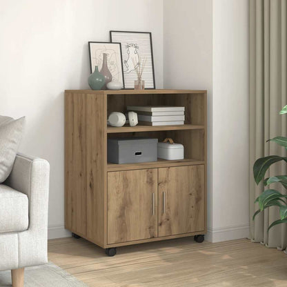 Armadietto con Ruote Rovere Artigianale 60x48x81 cm Truciolato