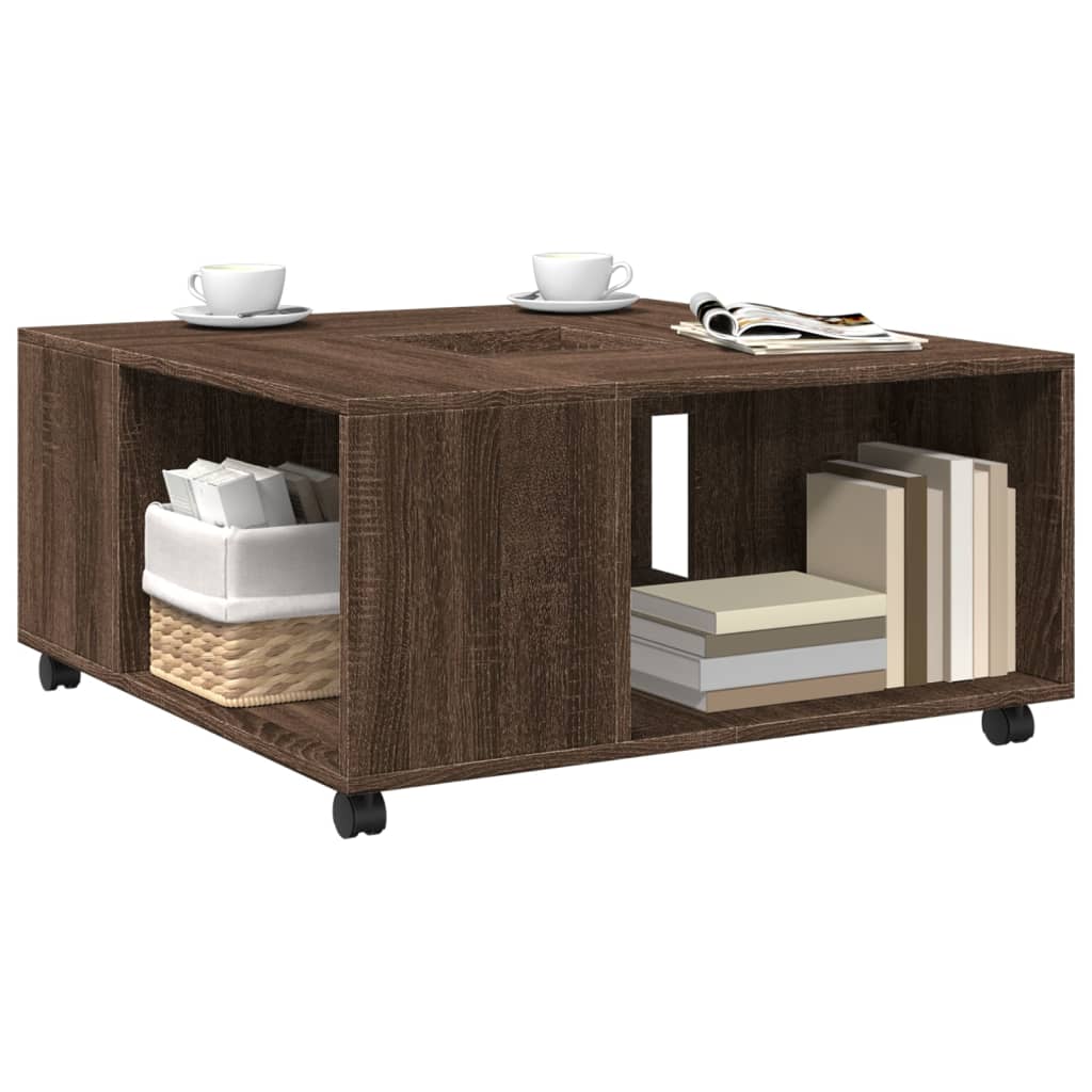 Tavolino da Salotto Rovere Marrone 80x80x40cm Legno Multistrato