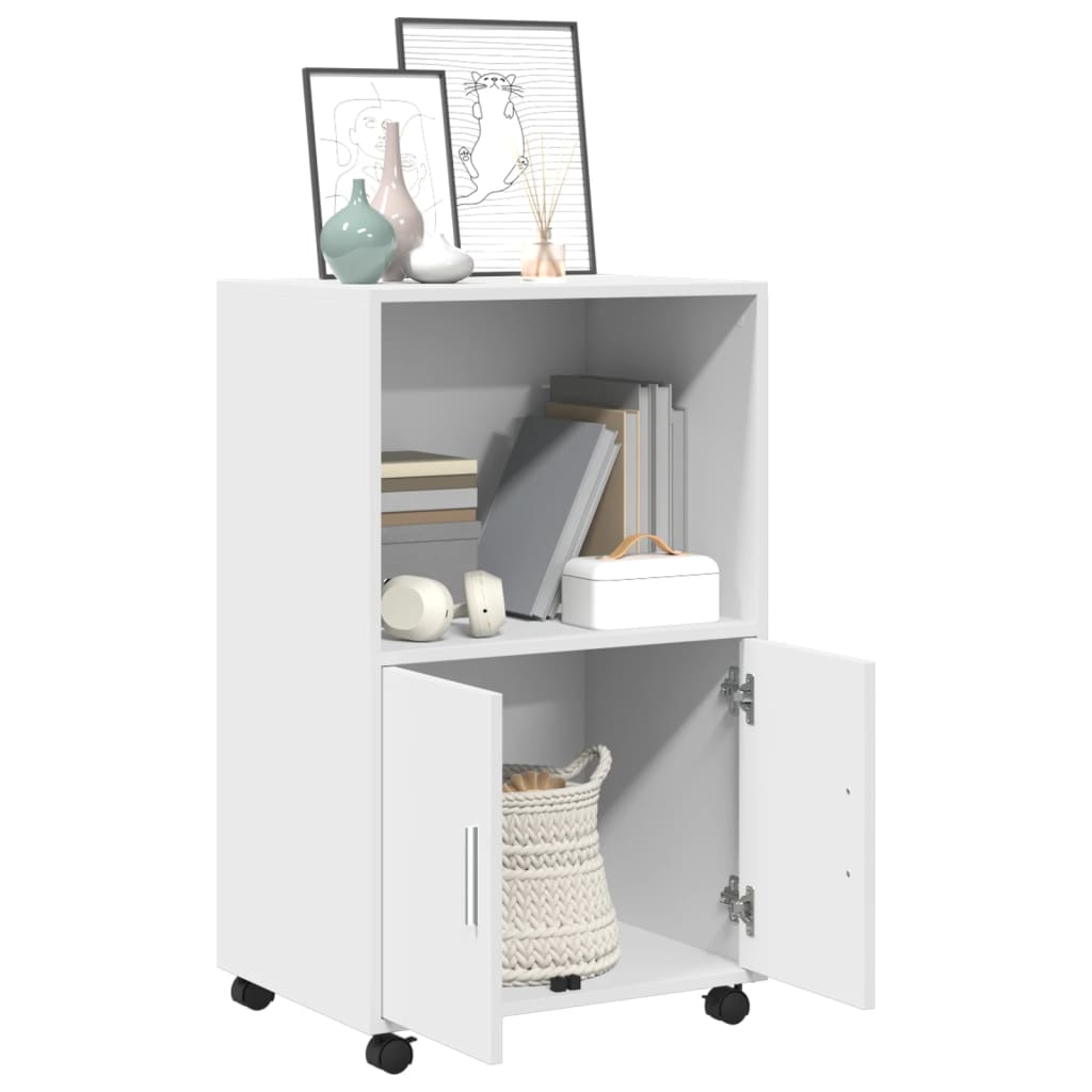 Mobile con Ruote Bianco 55x40x91 cm in Truciolato