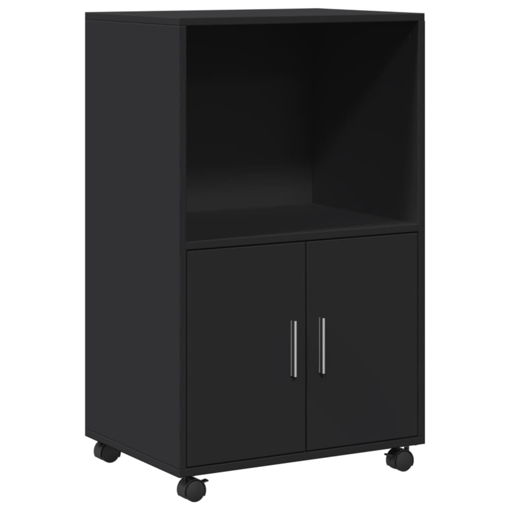 Mobiletto con Ruote Nero 55x40x91 cm in Truciolato