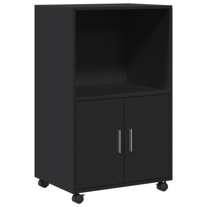 Mobiletto con Ruote Nero 55x40x91 cm in Truciolato