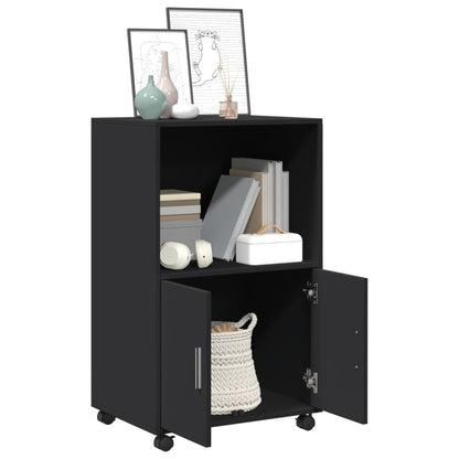 Mobiletto con Ruote Nero 55x40x91 cm in Truciolato