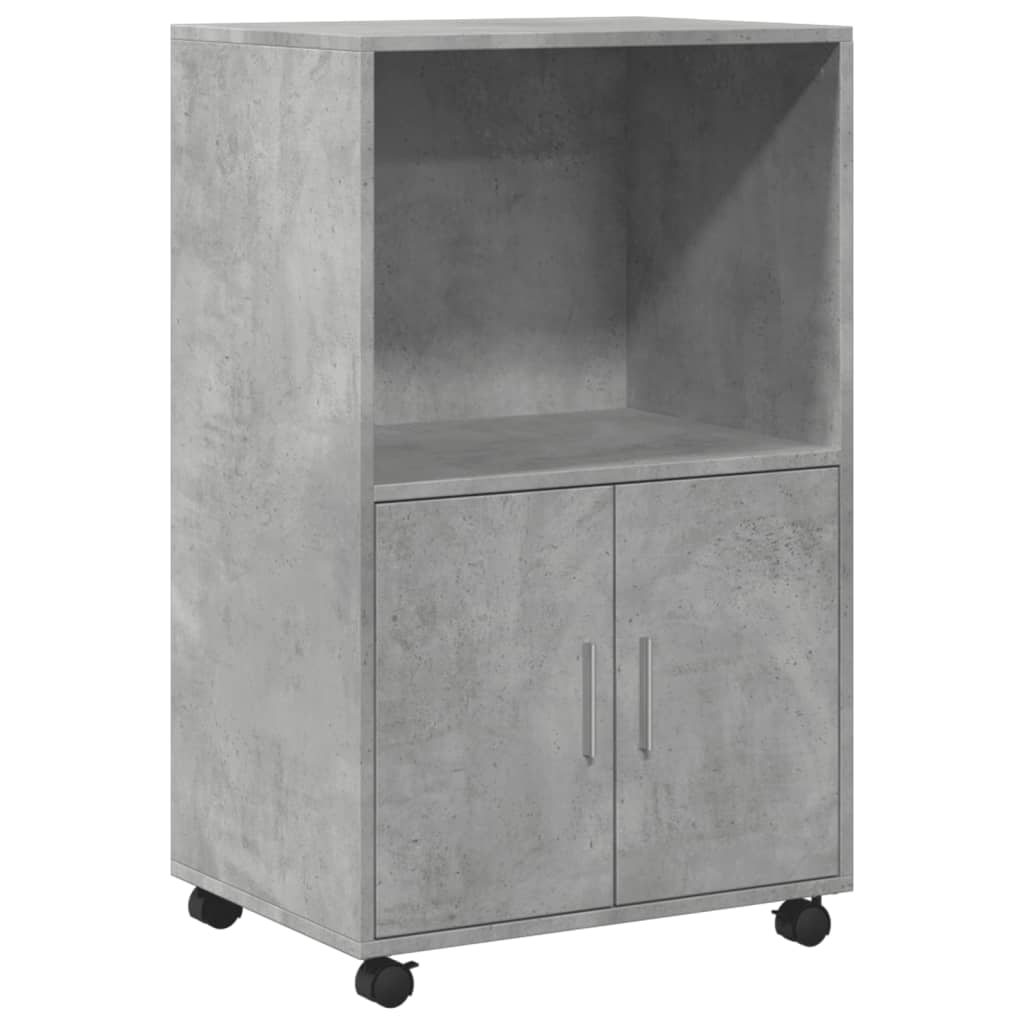 Mobiletto con Ruote Grigio Cemento 55x40x91 cm in Truciolato