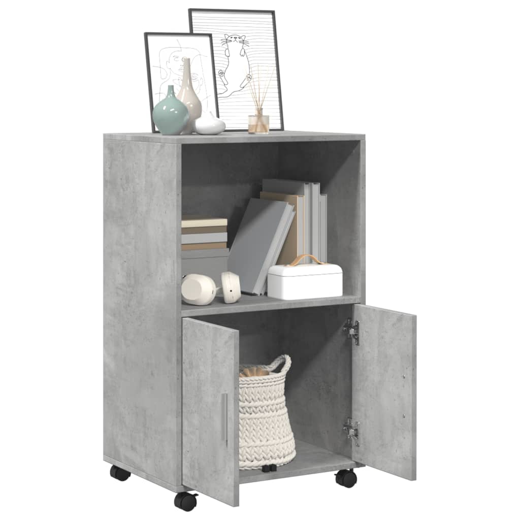 Mobiletto con Ruote Grigio Cemento 55x40x91 cm in Truciolato
