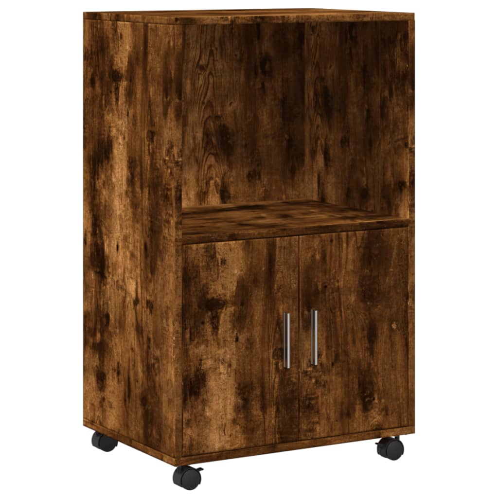 Mobiletto con Ruote Rovere Fumo 55x40x91 cm in Truciolato