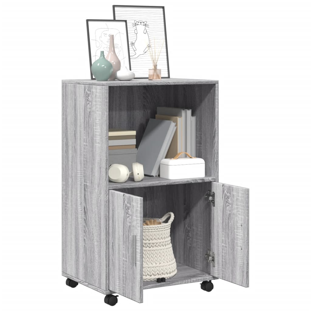 Mobiletto con Ruote Grigio Sonoma 55x40x91cm in Truciolato