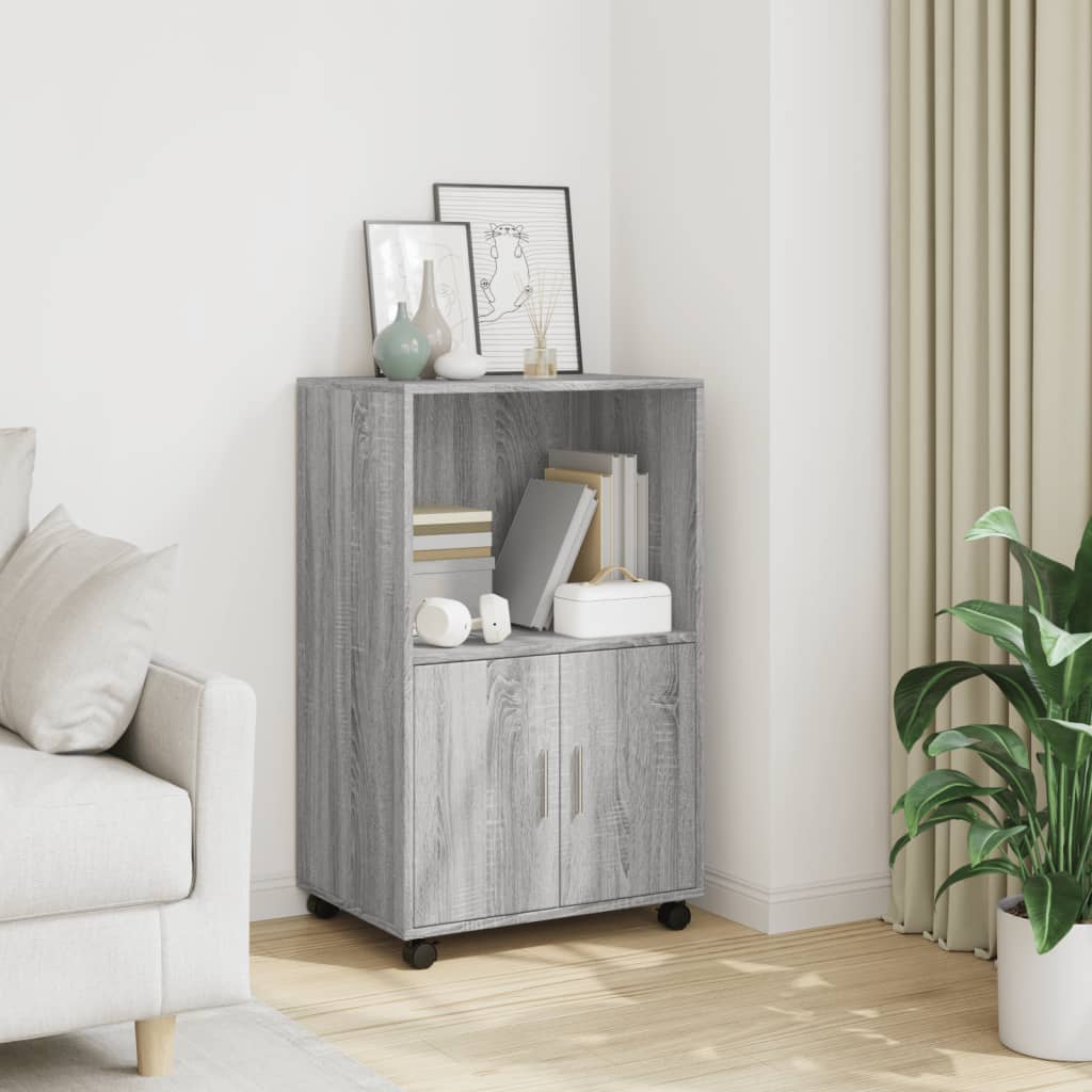 Mobiletto con Ruote Grigio Sonoma 55x40x91cm in Truciolato