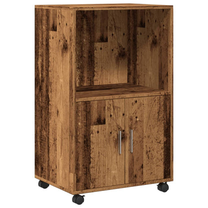 Mobiletto con Ruote Legno Antico 55x40x91 cm in Truciolato