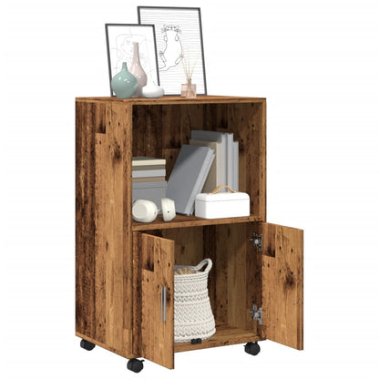 Mobiletto con Ruote Legno Antico 55x40x91 cm in Truciolato