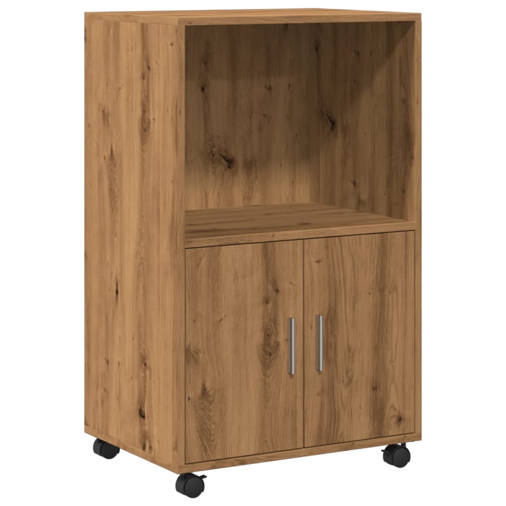 Armadietto con Ruote Rovere Artigianale 55x40x91 cm Truciolato
