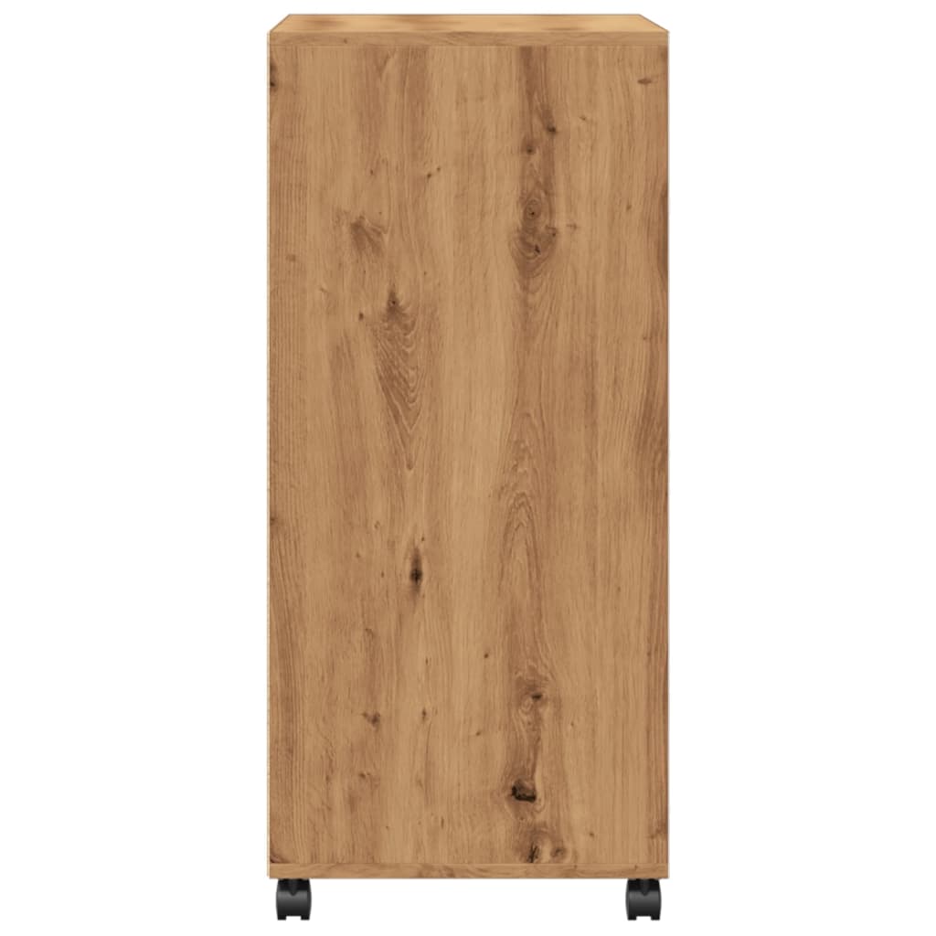 Armadietto con Ruote Rovere Artigianale 55x40x91 cm Truciolato