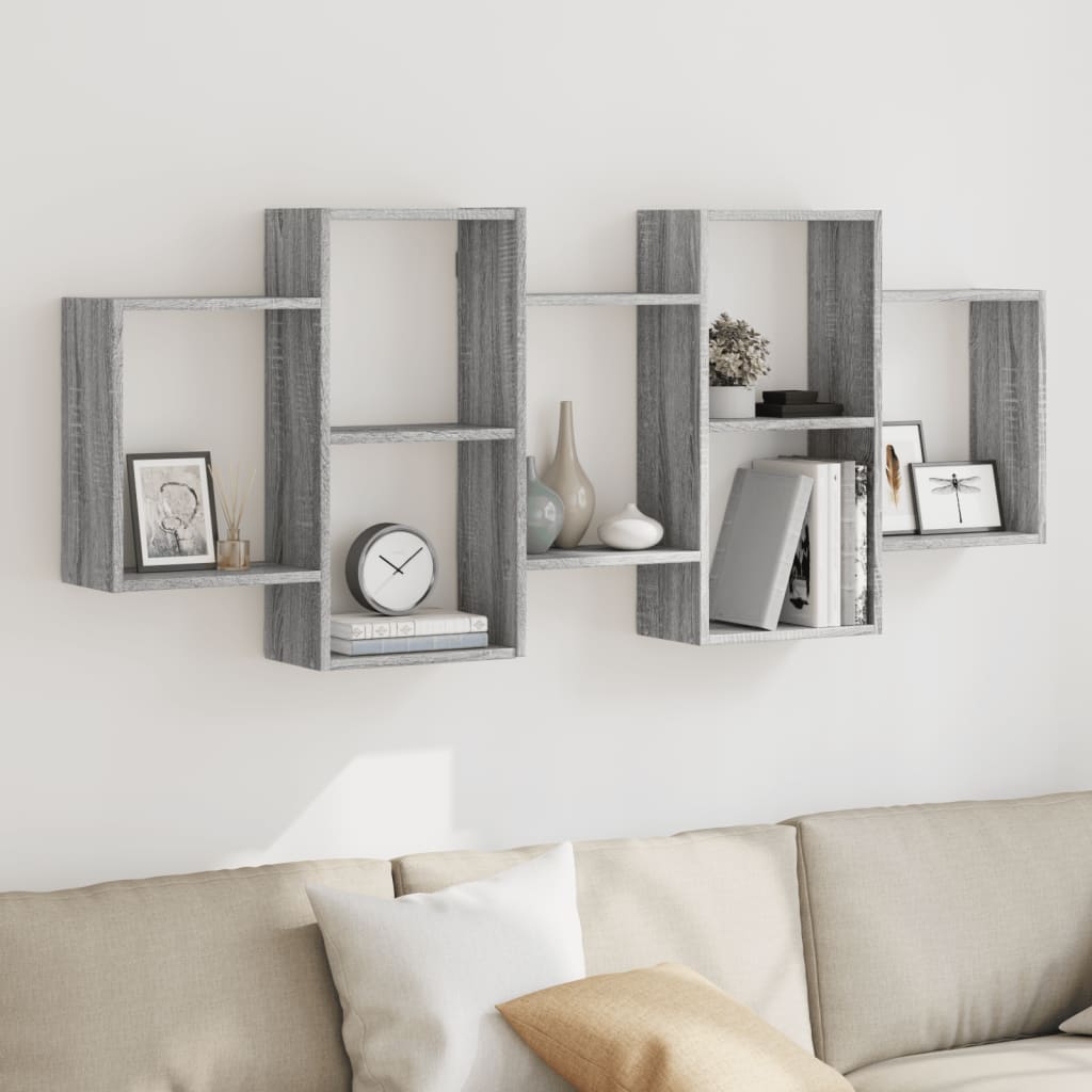 Mensola a Muro Grigio Sonoma 159x18x65 cm in Truciolato