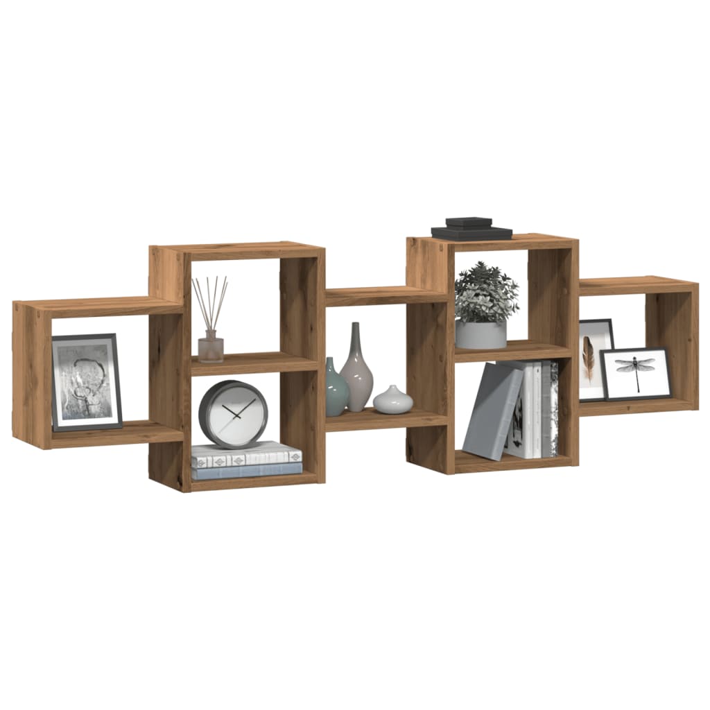 Scaffale a Parete Rovere Artigianale 129x18x42 cm in Truciolato